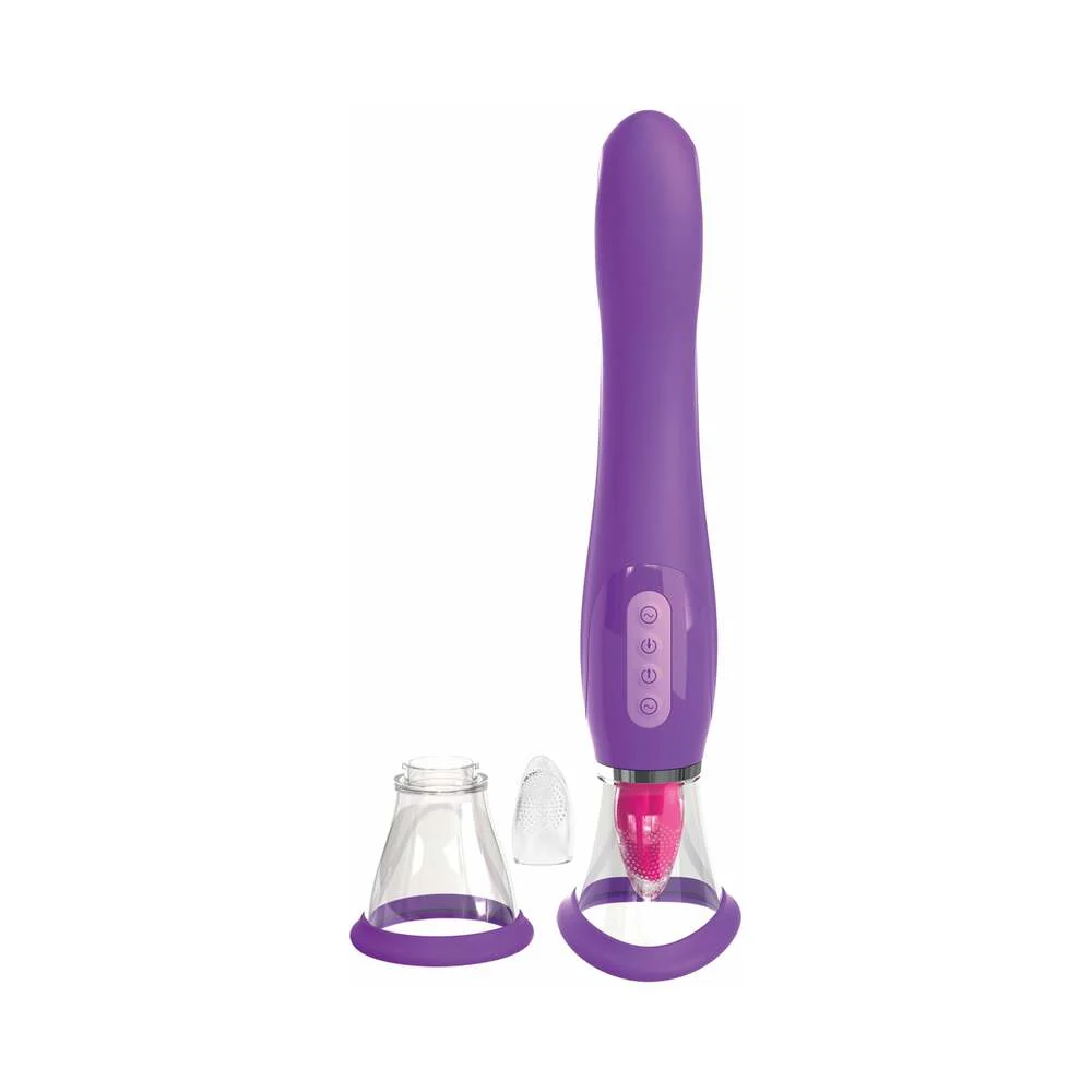 Fantasy For Her Her Ultimate Pleasure Dual-Ended Vibrator With Licking Suction Purple view 2