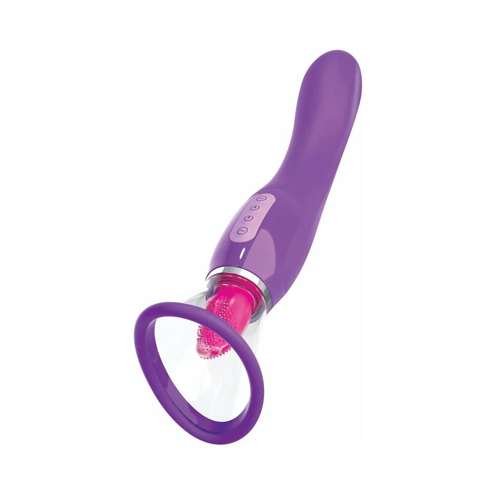 Fantasy For Her Her Ultimate Pleasure Dual-Ended Vibrator With Licking Suction Purple view 3