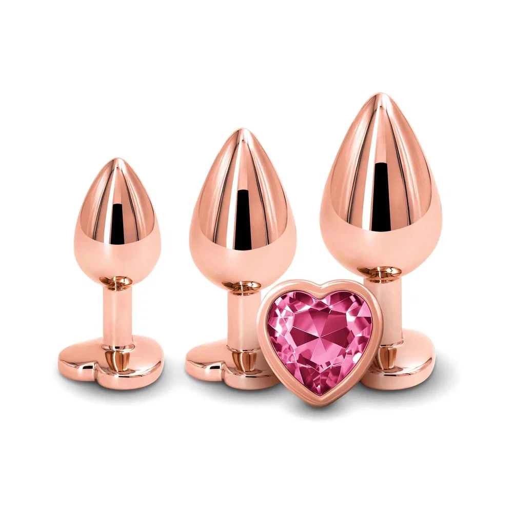 Adam & Eve Rose Gold Pink Heart Anal Plug Training Set