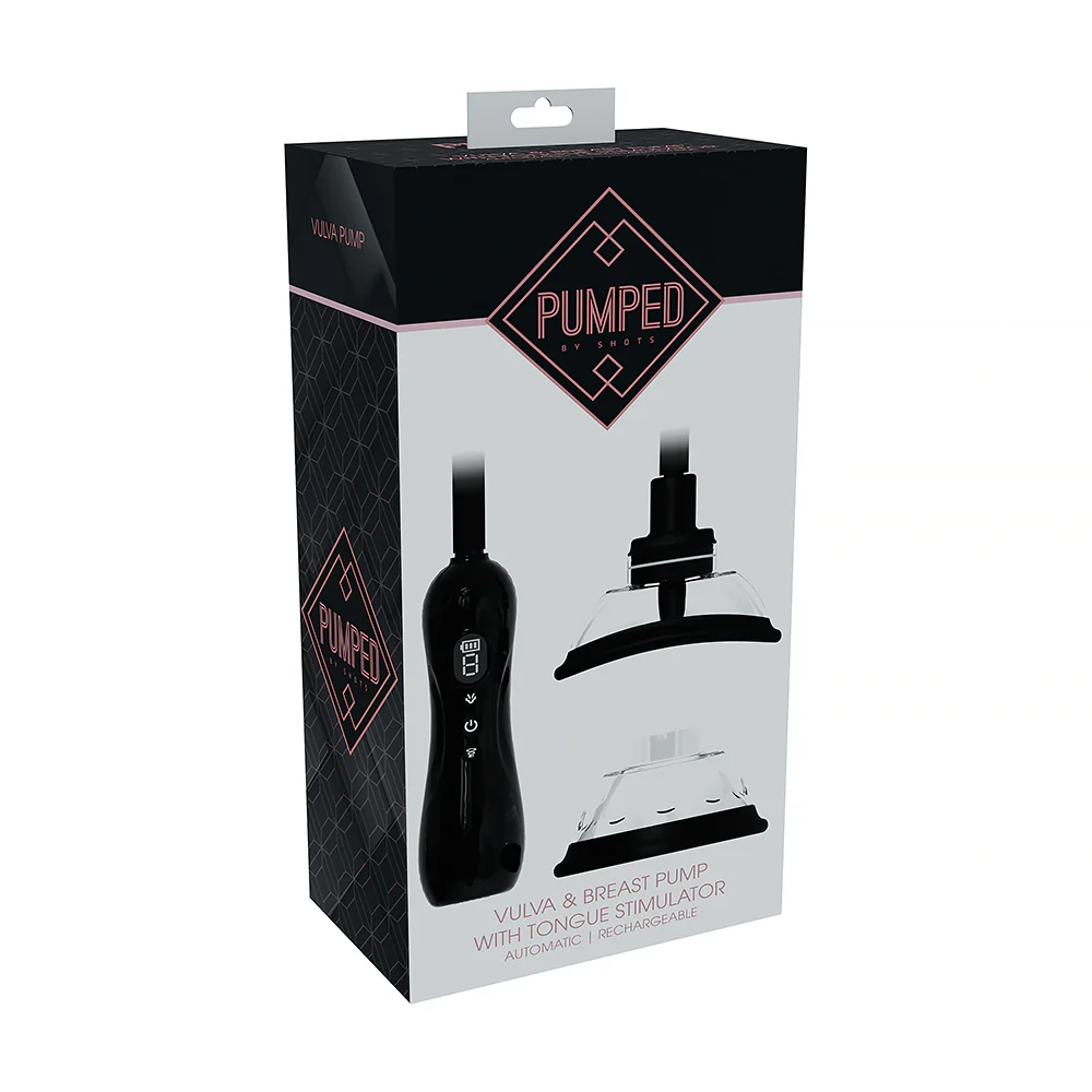 PUMPED Automatic Rechargeable Vulva & Breast Pump with Tongue Stimulator Black