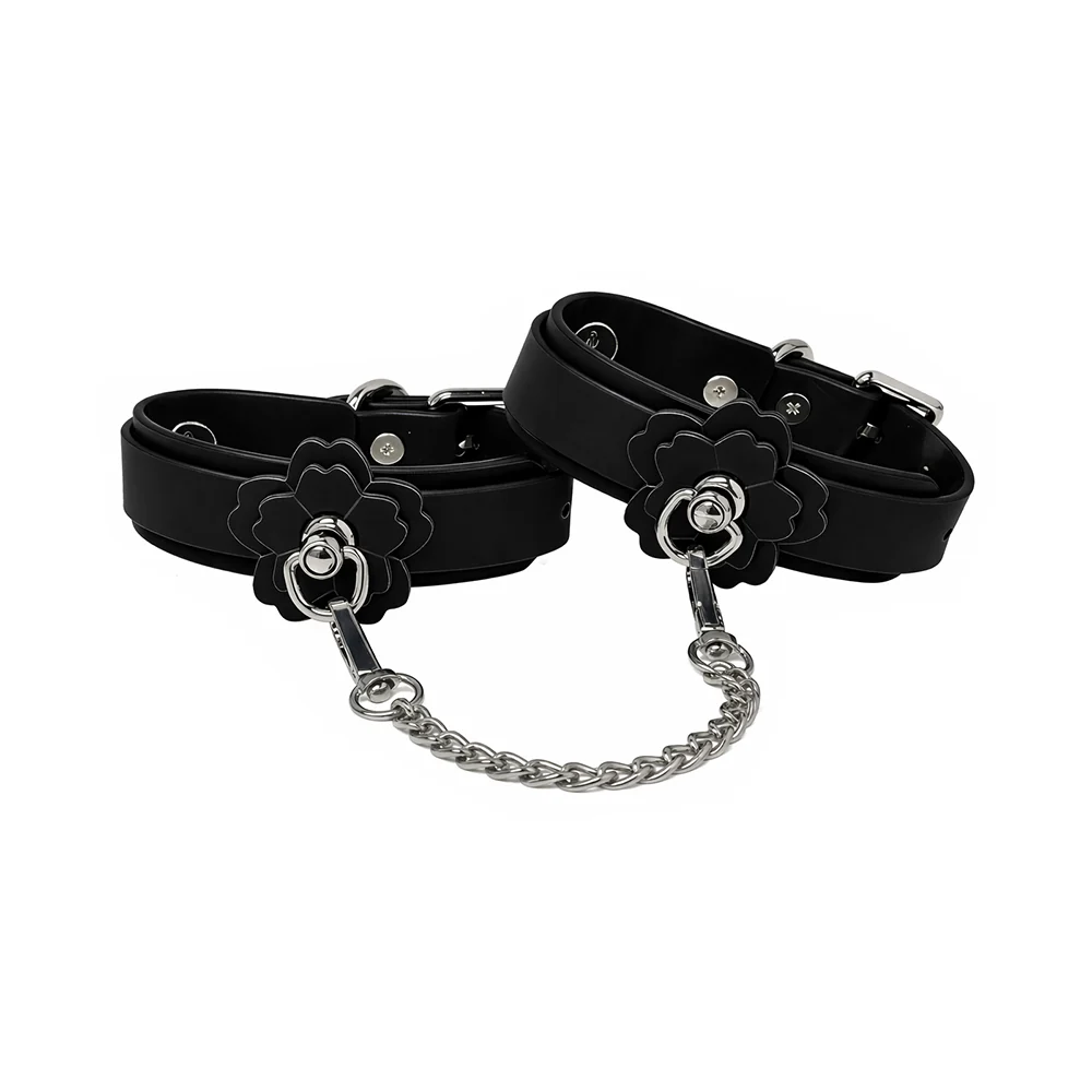 Heat Tease Flower Cuffs Black/Pink