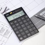Deli Semi Desk Calculator 12 Digit Black