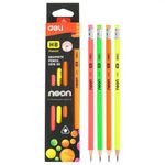 Neon Graphite Pencil With Eraser Pk12