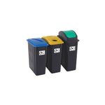 Recycling Bins 65 Litre Ast Pk3
