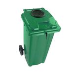 2Work Wheelie Bin 120L Bot/Lock Grn