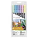 Abt Dual Brush Pen Pastel Clrs Pk6