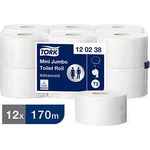 T2 White Mini Jumbo Toilet Roll Pk12