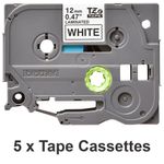 Brother Tze Tpe 12Mmx8M Blk/Wht Pk5