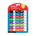 Berol D/Wipe Chisel Marker Asst Pk8