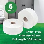 2-Ply Maxi Jumbo Wc Roll 300M Pk6