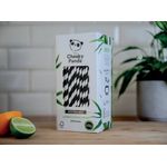 Bamboo Paper Straw Blk Stripes Pk250