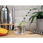 Bamboo Paper Straw Blk Stripes Pk250