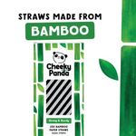 Bamboo Paper Straw Blk Stripes Pk250