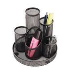 5 Compartment Mesh Desk Tidy Blk