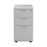 First 3 Drw Desk High Pedestal White