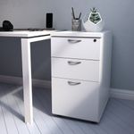 First 3 Drw Desk High Pedestal White