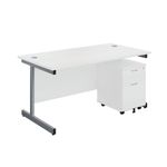 First Desk And 2 Drw Ped 1600 White