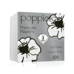 Poppies 3-Ply Nap 8F 40Cm Wht Pk1000