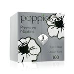 Poppies 3-Ply Nap 8F 40Cm Wht Pk1000