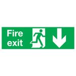 Signslab Fire Exit Man Arrw Down Pvc