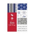 Xmas Blue Snowflake Wpg Ppr 4M Pk36