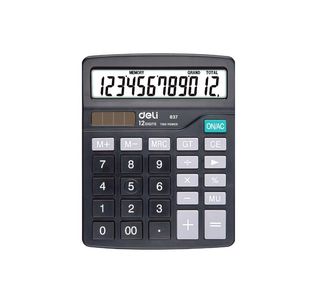 Deli Semi Desk Calculator 12 Digit Black