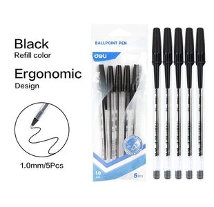 Deli Eq4 Ballpen Black Pack 5