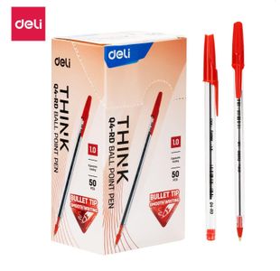 Deli Eq4 Think Ballpen Medium Red Bx50