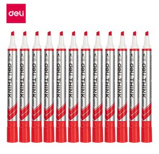 Deli Think W/Bd Marker Chisel Tip Red