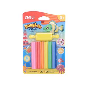 Dough-It Plasticine 6 Cols With Roller