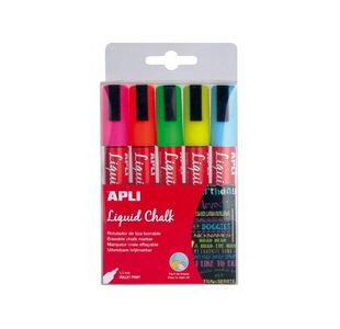 Apli Chalk Marker 5Mm 5 Ast Cols Pk5