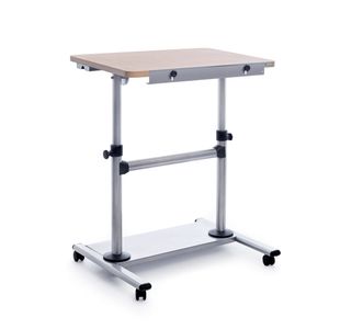 Mobile Height Adjust Work Desk - Beech