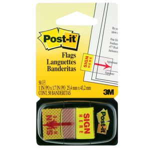 Post-It Index Sign Here Yellow Pk50