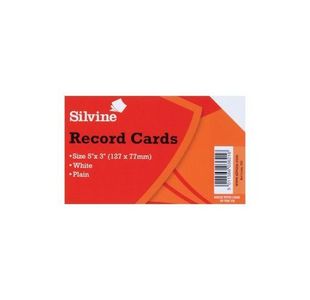 Record Cards 5X3 White Pk100
