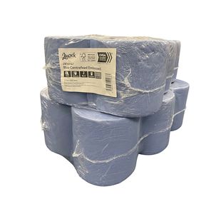 2Work 2-Ply Centrefeed Roll Blue Pk6