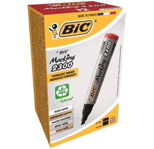 Bic 2300 Permanent Mkr Red Chisel Bx12