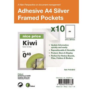 A4 Self Adh Display Frames Silver Pk10
