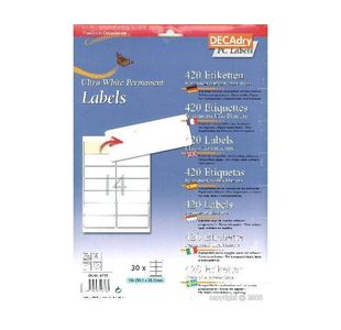 Decadry Sheet Labels 14Up Pk30
