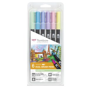 Abt Dual Brush Pen Pastel Clrs Pk6