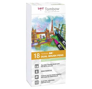 Abt Dual Brush Pen Pastel Clrs Pk18