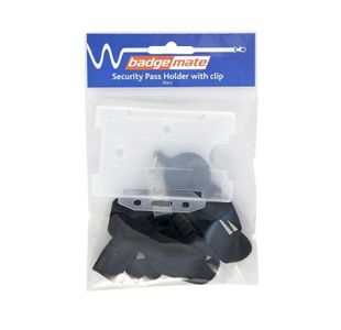 Plastic Card Holder With Clip Clear Bx10