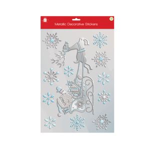 Window Metallic Xmas Stickers Pk24