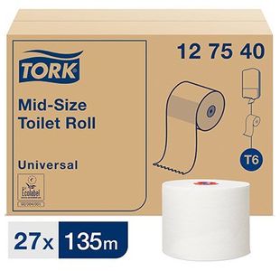 T6 White Mid-Toilet Roll Pk27