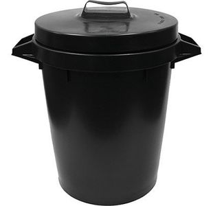 Black 90L Plastic Dustbin With Lid