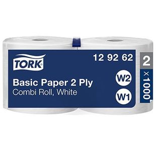 White Combi Paper Towel Roll Pk2