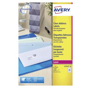 Avery Laser Mini Label Clear Pk1200