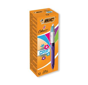 Bic 4 Colour Fashion Grip Pen Pk12