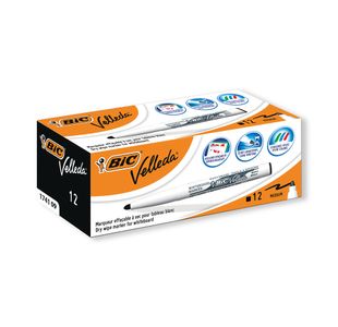 Bic Velleda 1741 Markers Black Pk12