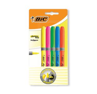 Bic Highlighter Grip Chisel Ast Pk5