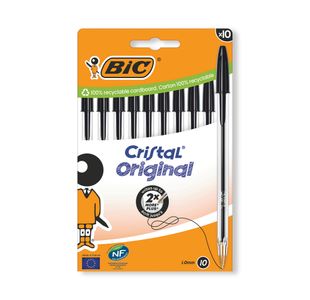 Bic Cristal Ball Pen Med Blk Pk10